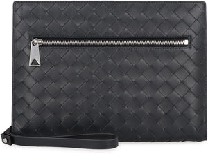 BOTTEGA VENETA Intrecciato Leather Document Case for Men - Black