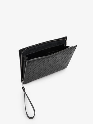 BOTTEGA VENETA Intrecciato Leather Document Case for Men - Black