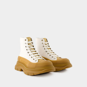 ALEXANDER MCQUEEN Tan Tread Ankle Boots for Women - SS24