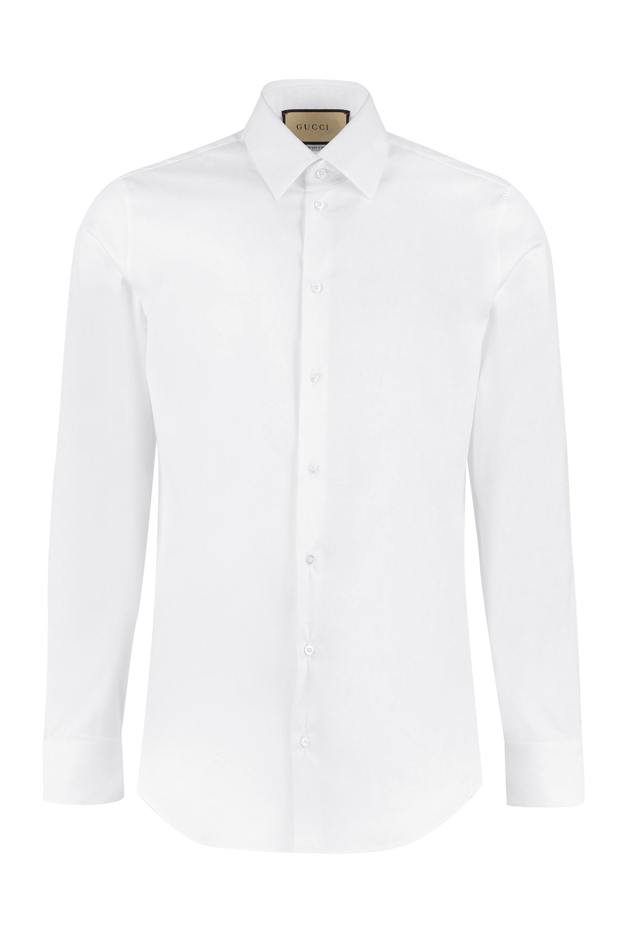 GUCCI Classic White Stretch Cotton Poplin Shirt for Men