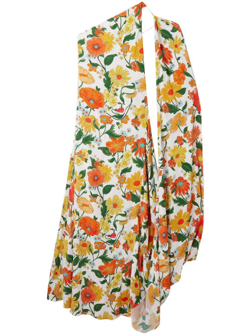 STELLA MCCARTNEY Floral Print One-Shoulder Long Dress - White/Multicolour