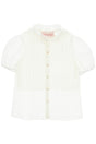 VALENTINO GARAVANI Chic Short-Sleeved Blouse with Lace Ruffles