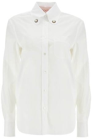 VALENTINO GARAVANI Structured Collar Long Sleeve Cotton Shirt