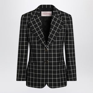 VALENTINO Single-Breasted Chequered Jacket for Women