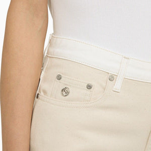 STELLA MCCARTNEY White and Ecru Denim Jeans with Front Zip and Button Fastening for Women