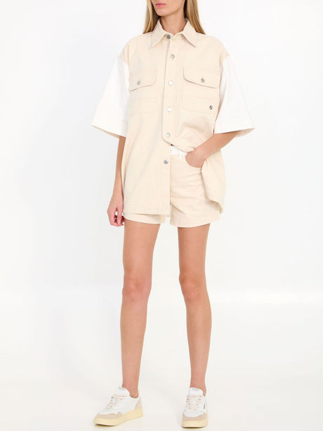 STELLA MCCARTNEY Sustainable Denim Workwear-Inspired Shorts with Flared Cut