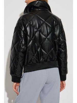 EMPORIO ARMANI High Neck Leather Effect Bomber Jacket