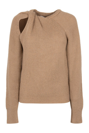 STELLA MCCARTNEY Tan Cut-Out Crew-Neck Sweater for Women