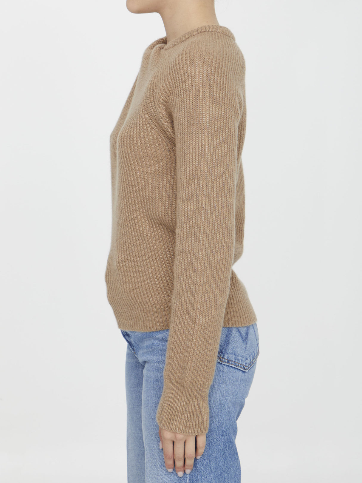 STELLA MCCARTNEY Tan Cut-Out Crew-Neck Sweater for Women