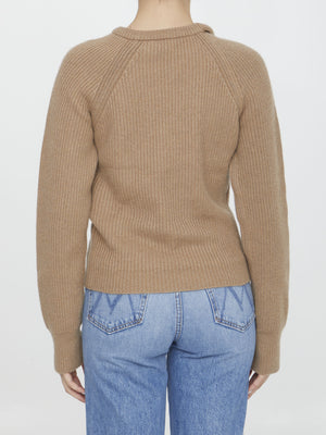 STELLA MCCARTNEY Tan Cut-Out Crew-Neck Sweater for Women