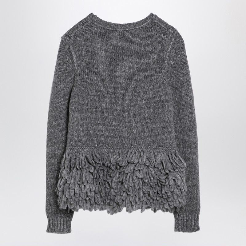 STELLA MCCARTNEY Chic Grey Wool Sweater with Feather Accents