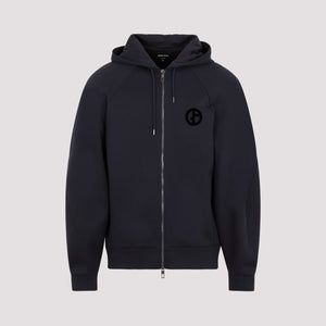 GIORGIO ARMANI Men's Blue Velvet Print Hoodie for FW23