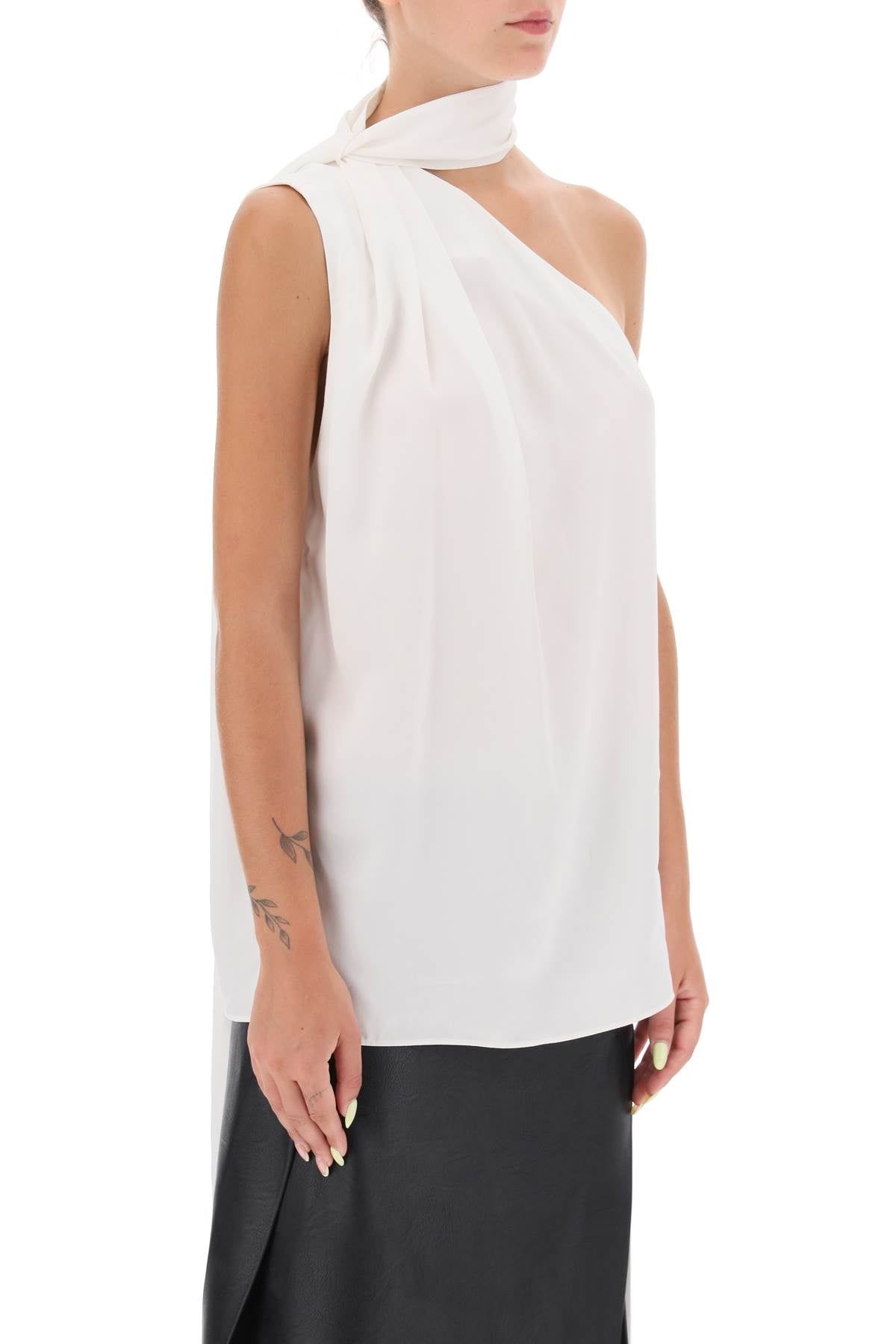 STELLA MCCARTNEY Asymmetric Black Viscose Top with Scarf Collar for Women