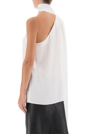 STELLA MCCARTNEY Asymmetric Black Viscose Top with Scarf Collar for Women