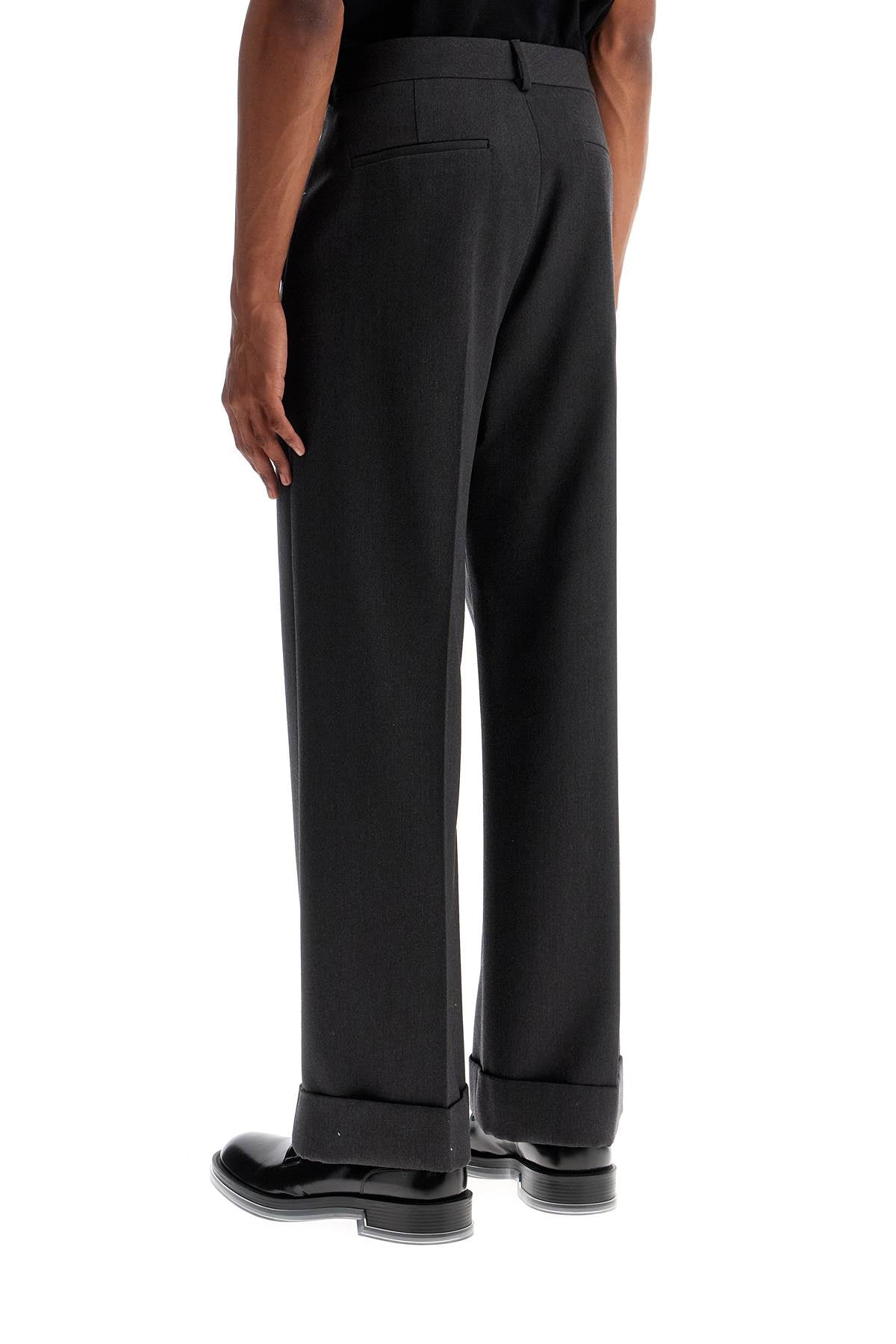 VALENTINO GARAVANI Turned Up Pure Virgin Wool Trousers for Men - Size 48