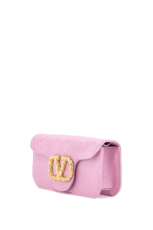 VALENTINO GARAVANI Mini Moire Fabric Clutch with Crystal Accent