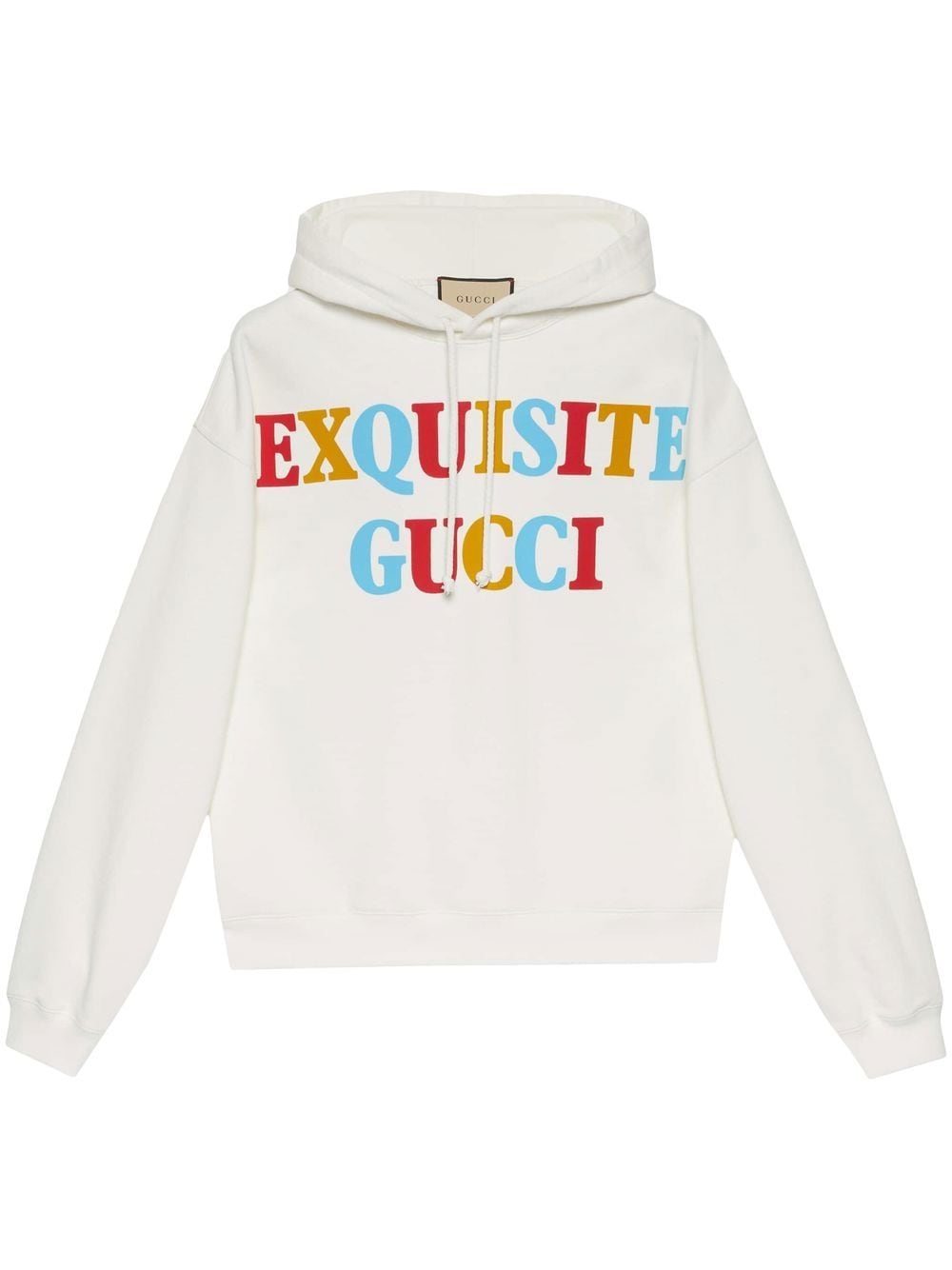 GUCCI Men's White Cotton Hoodie with Contrasting Color Print and Back Graphic - SS23 Collection