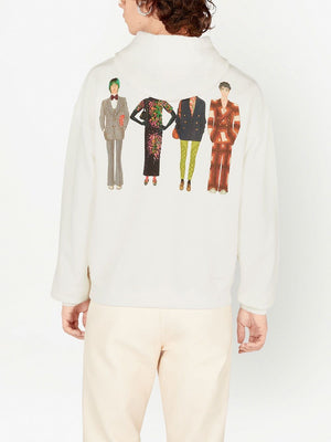 GUCCI Men's White Cotton Hoodie with Contrasting Color Print and Back Graphic - SS23 Collection