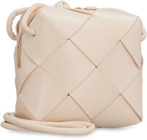 BOTTEGA VENETA Mini Cassette Pink Leather Camera Bag with Intrecciato Weave & Gold-Tone Hardware - 14cm x 14cm x 7cm