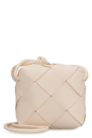 BOTTEGA VENETA Mini Cassette Pink Leather Camera Bag with Intrecciato Weave & Gold-Tone Hardware - 14cm x 14cm x 7cm