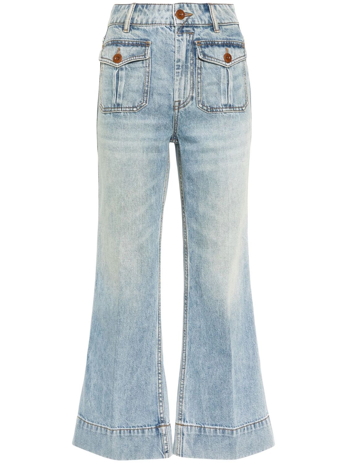 ZIMMERMANN Flared Cropped Denim Jeans with Mini Logo