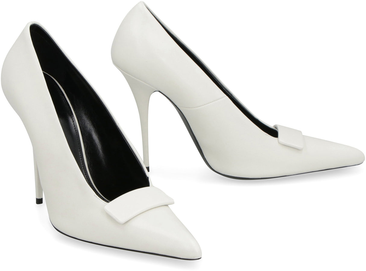 SAINT LAURENT Luxurious Blanc Optique Suede Pumps for Women - FW22 Collection