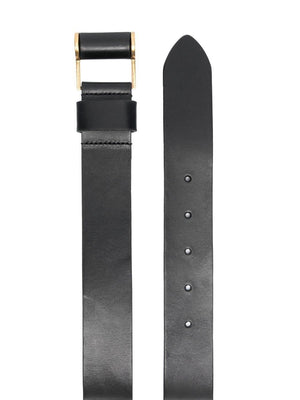 SAINT LAURENT Men's Black Leather Belt for Fall/Winter 2024