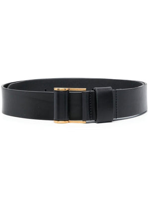 SAINT LAURENT Men's Black Leather Belt for Fall/Winter 2024