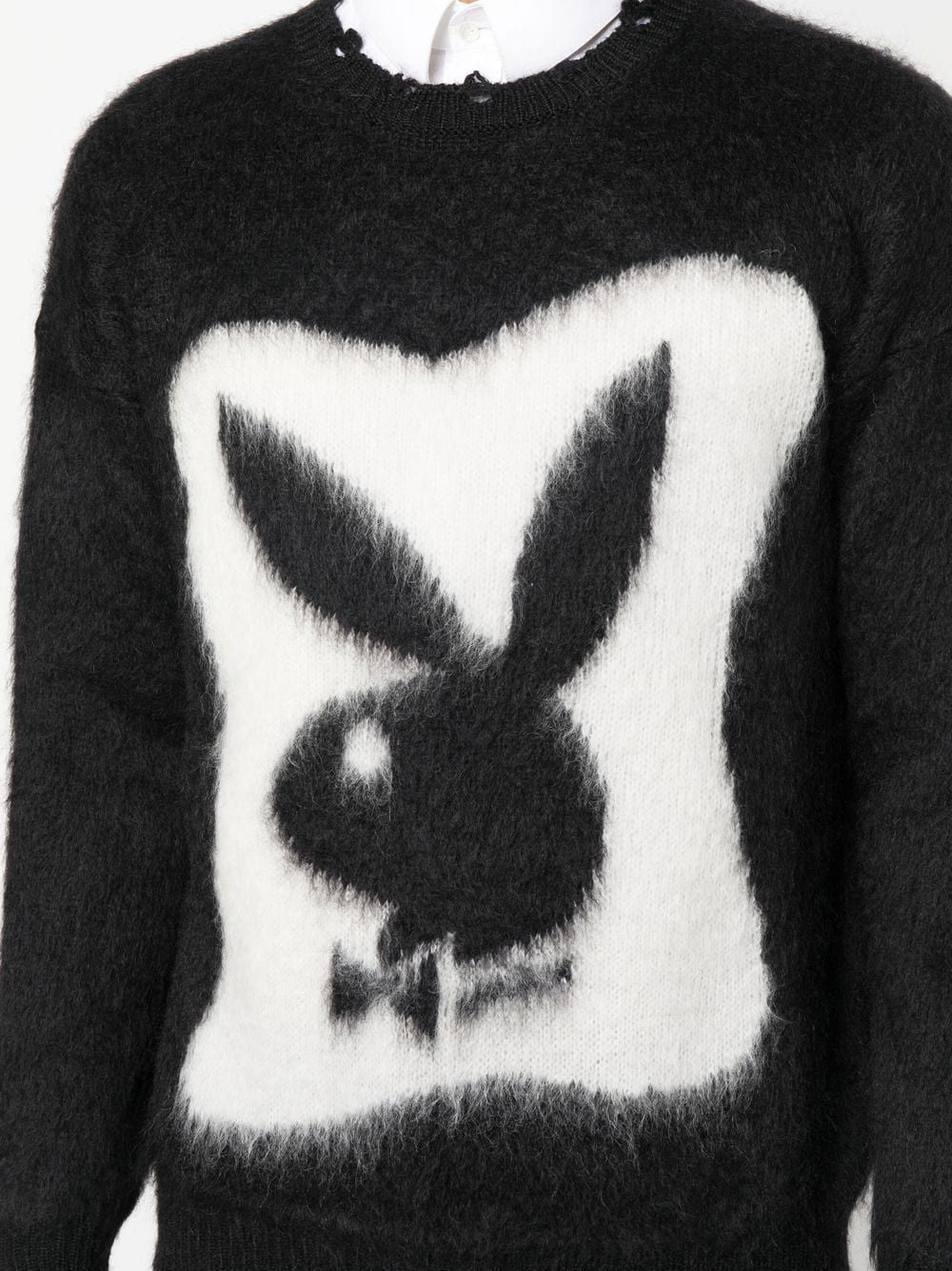 SAINT LAURENT Men's Jacquard Playboy Mohair Knit Sweater