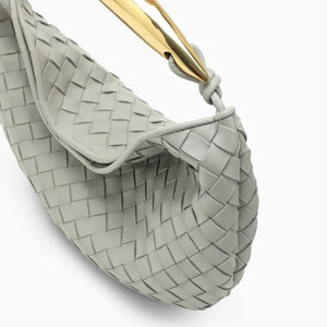 BOTTEGA VENETA Intrecciato Woven Gray Leather Mini Handbag with Gold-Tone Handle, Magnetic Closure – Women’s Fall/Winter 2023