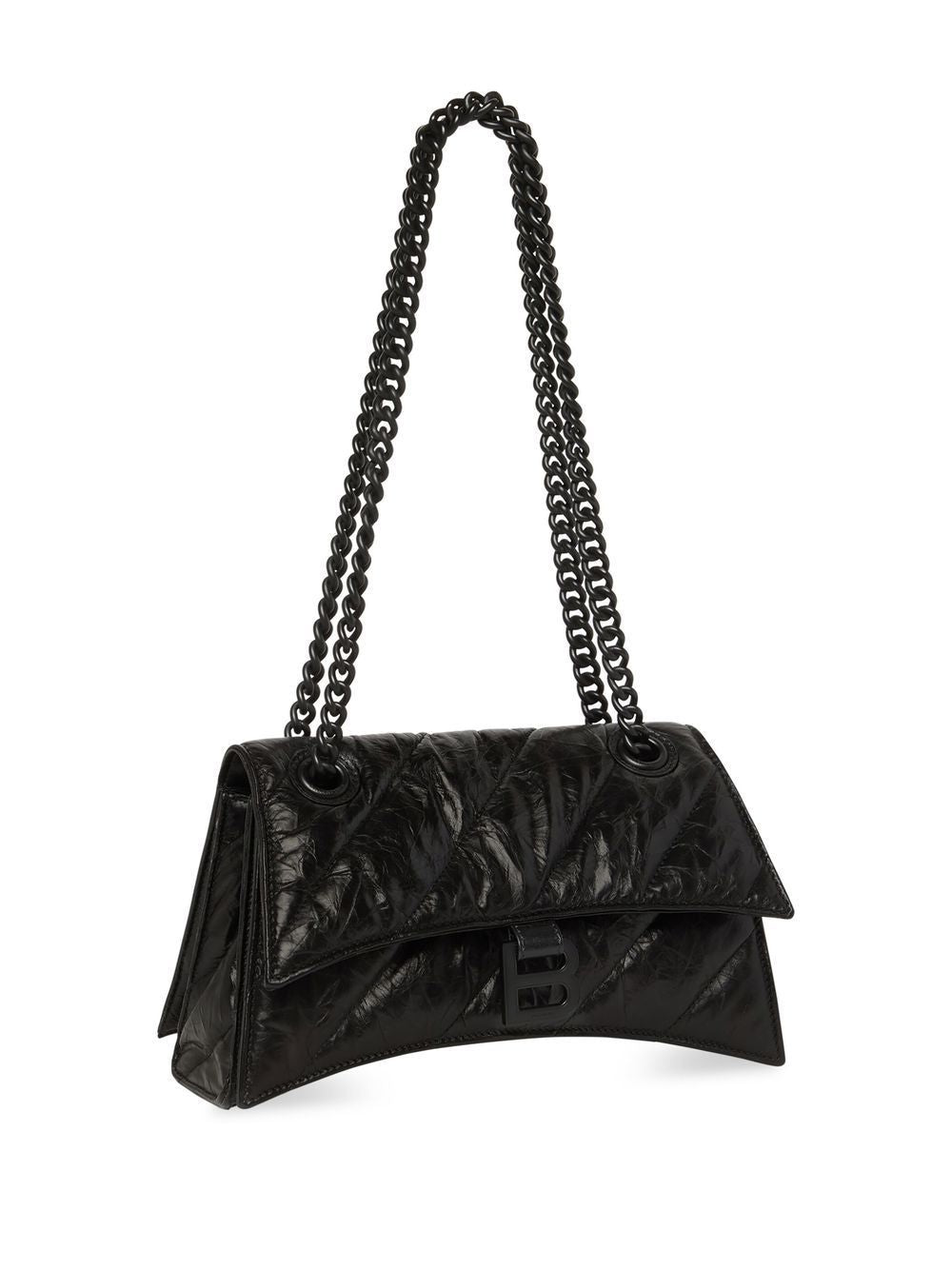 BALENCIAGA Quilted Crushed Calf BG Crossbody Handbag for Women - Black