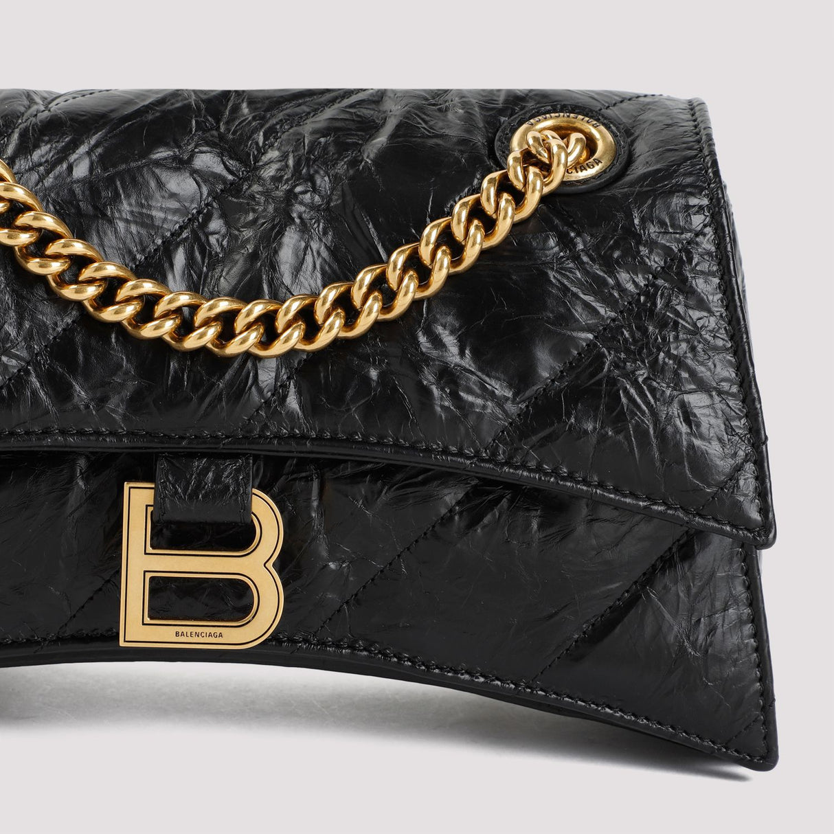 BALENCIAGA Quilted Crushed Calf AG Crossbody Bag for Women in Black SS24