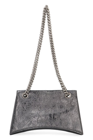 BALENCIAGA Gray Crush Shoulder Handbag with Metallic Leather Details for Women - FW23 Collection