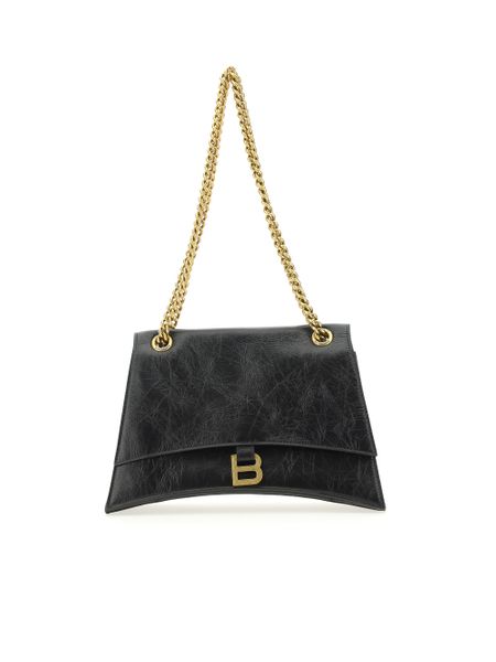 BALENCIAGA Black Studded Raffia Shoulder Bag