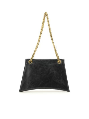 BALENCIAGA Black Studded Raffia Shoulder Bag