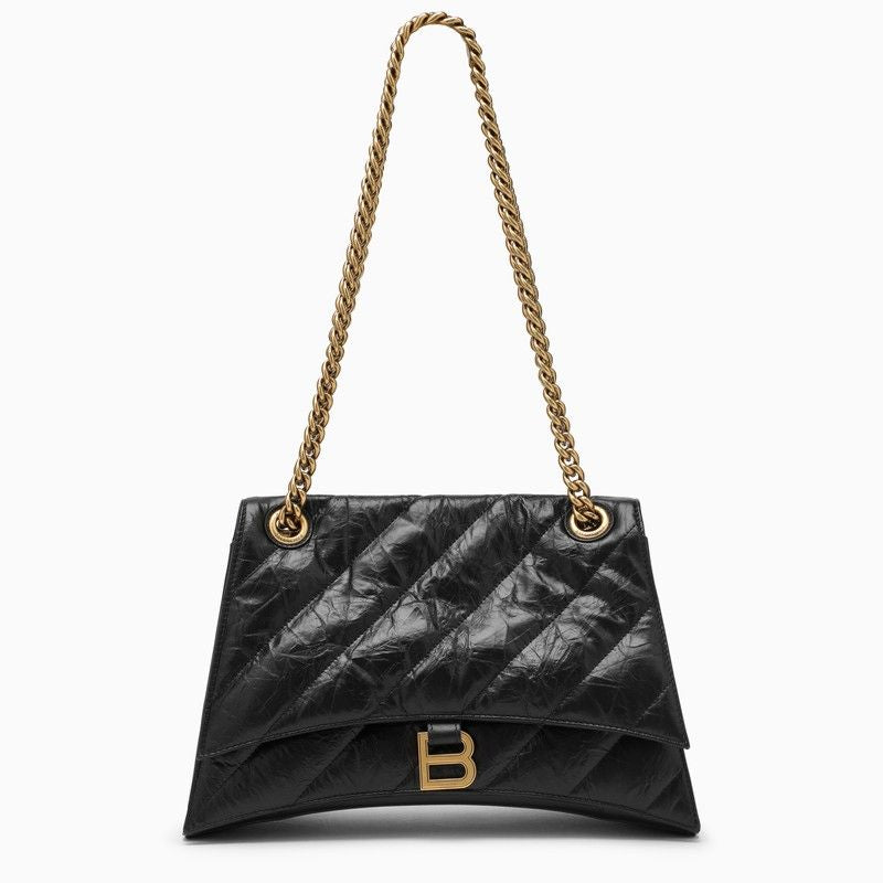 BALENCIAGA Quilted Crossbody Bag for Women in Black | Medium Crush Handbag with Chain