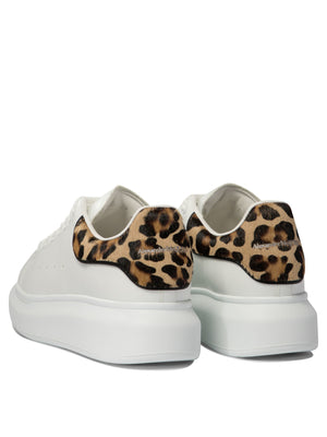 ALEXANDER MCQUEEN Oversize Elegance White Leather Sneakers with Leopard Print