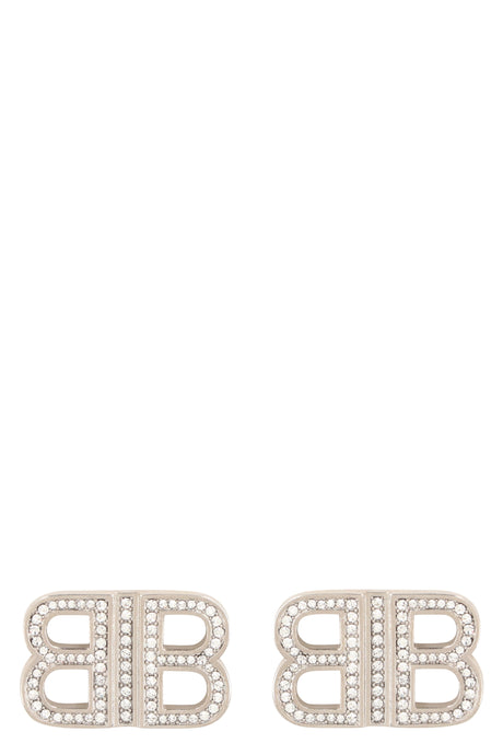 BALENCIAGA Mini Silver Rhinestone Earrings