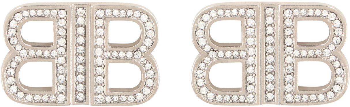 BALENCIAGA Mini Silver Rhinestone Earrings