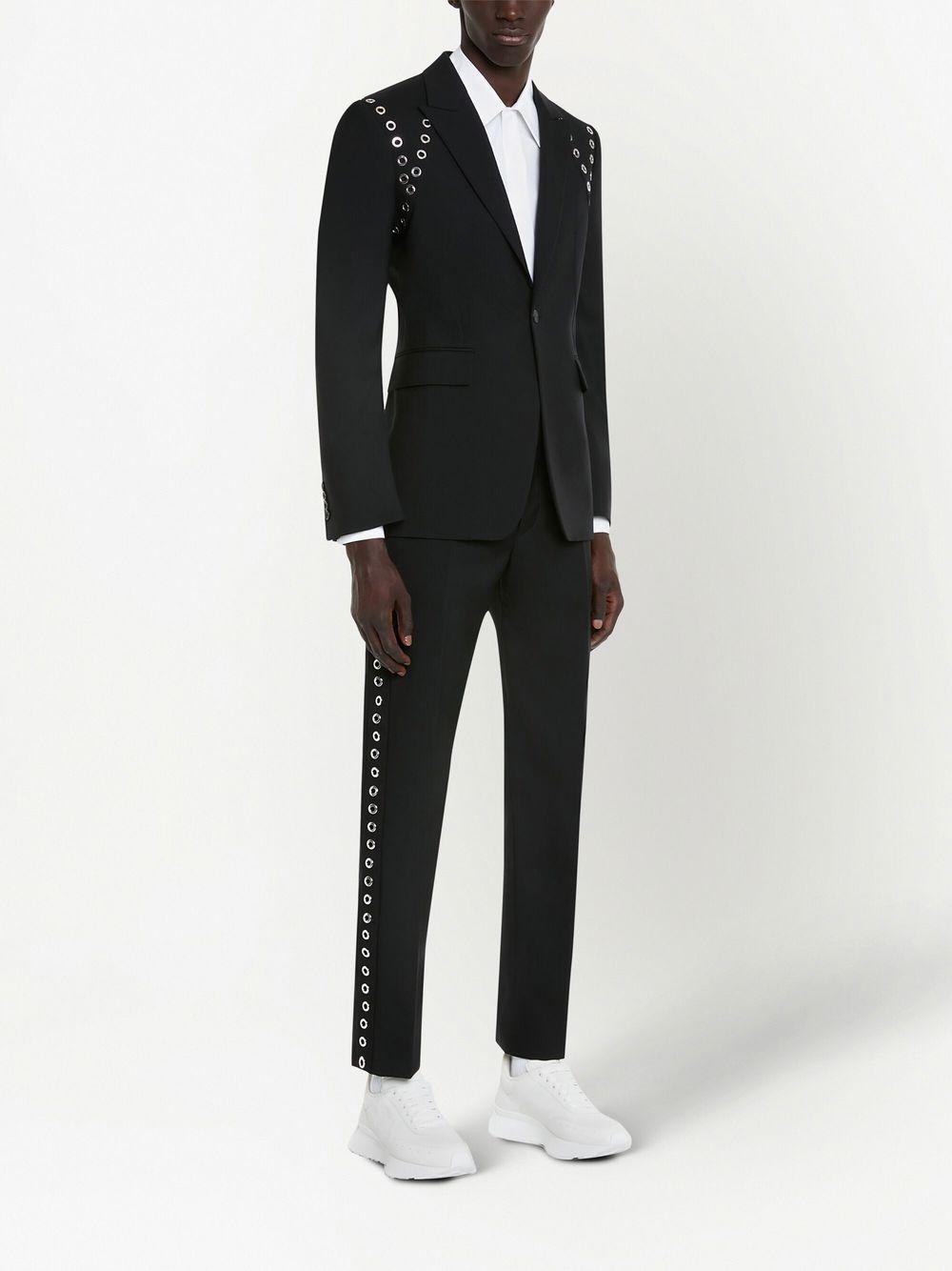 ALEXANDER MCQUEEN Eyelet Cigarette Trousers for Men - Black Wool Blend, SS23