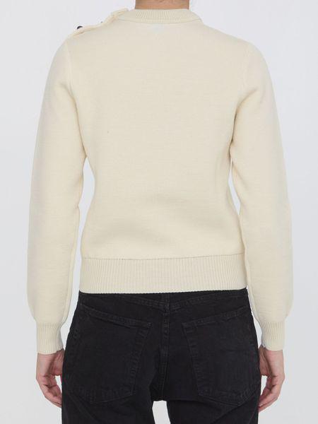 BOTTEGA VENETA Elegant Ivory Wool Sweater with Embellished Buttons