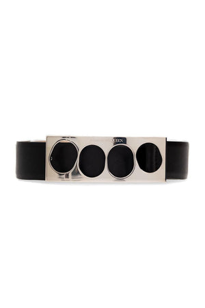 ALEXANDER MCQUEEN Stylish Black Leather Men's Grip Belt - SS23 Collection