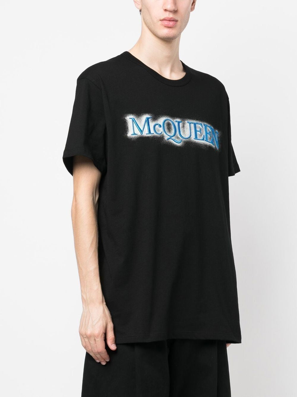 ALEXANDER MCQUEEN Men's Black/Mix Sprayed Logo T-Shirt for SS23