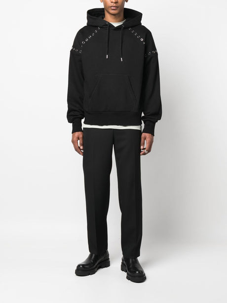 ALEXANDER MCQUEEN Black Eyelet Hoodie for Men - SS23