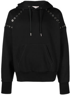 ALEXANDER MCQUEEN Black Eyelet Hoodie for Men - SS23