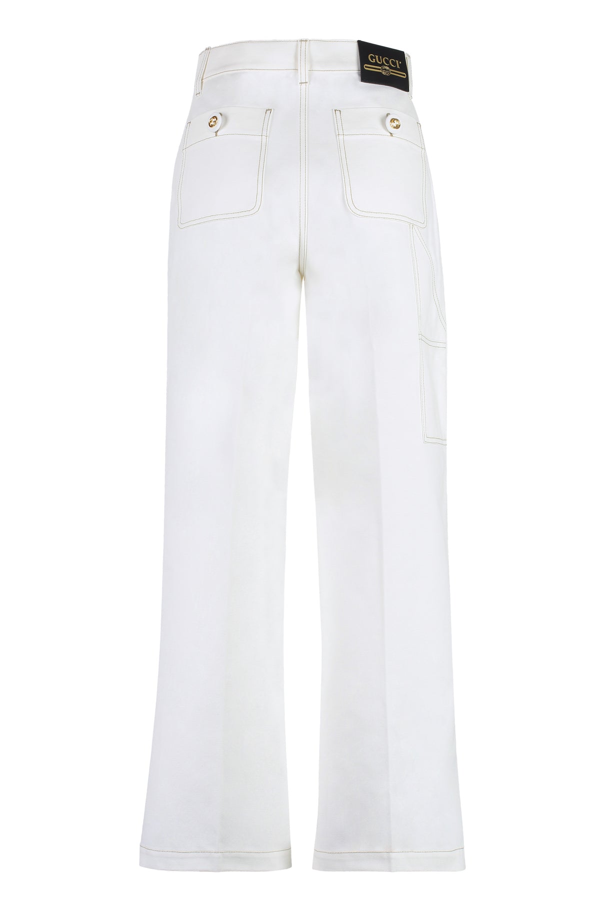 GUCCI Contrasting Stitch High-Rise Cotton Trousers for Women