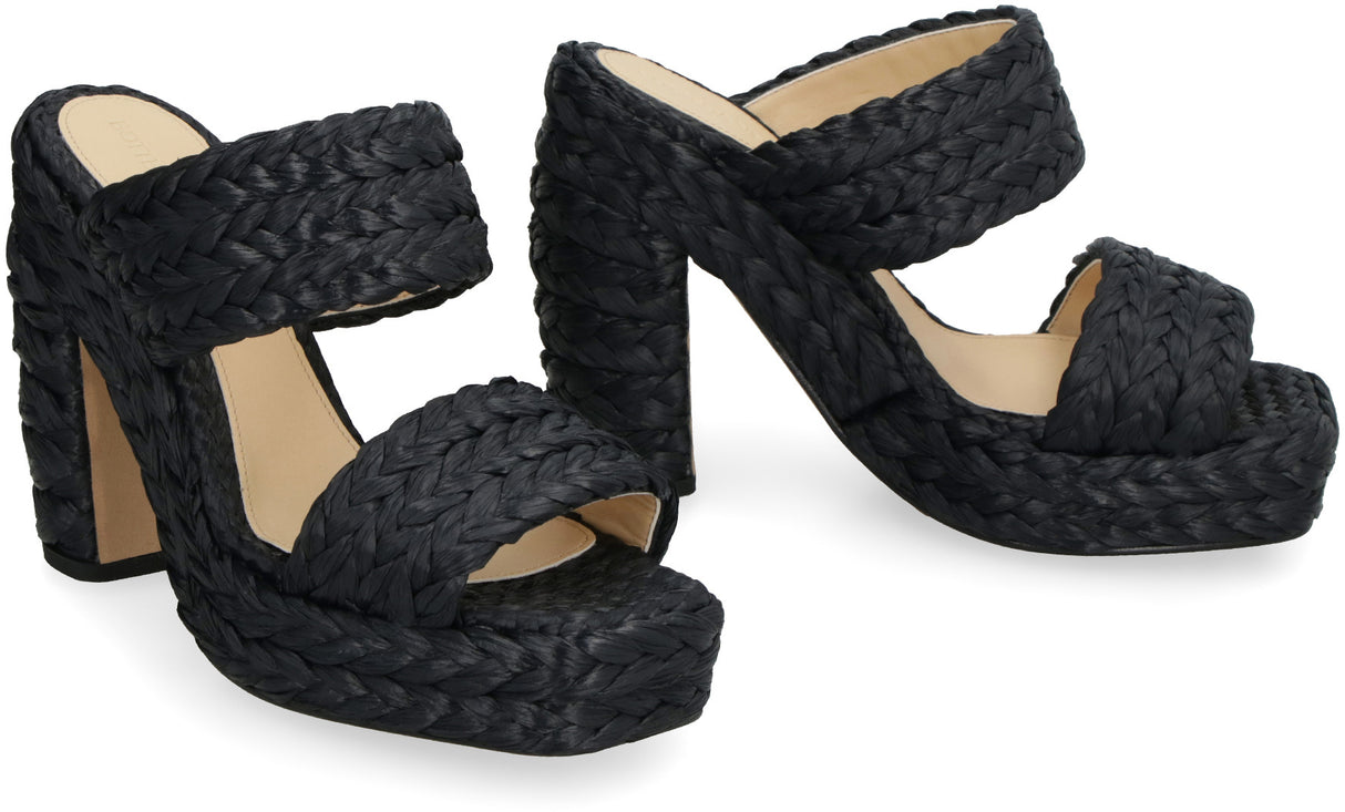 BOTTEGA VENETA Raffia Platform Sandals with 12cm Heel Height for Women