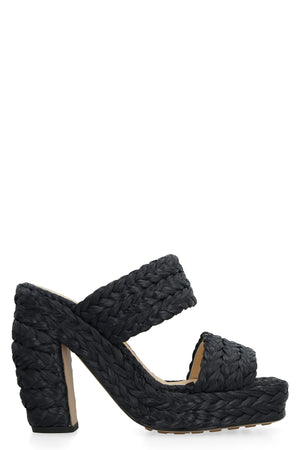 BOTTEGA VENETA Black Square Toe Platform Sandals for Women