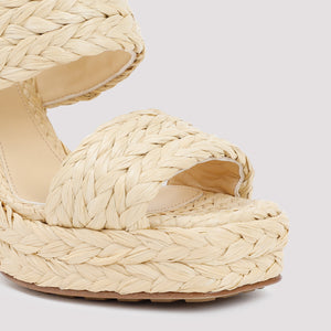 BOTTEGA VENETA Raffia Platform Sandals with 12cm Heel Height for Women