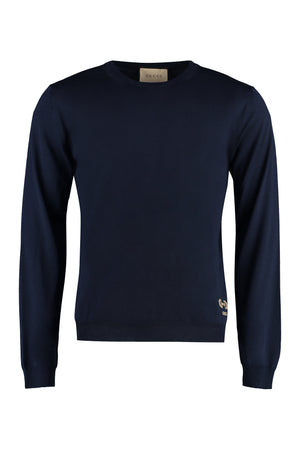 GUCCI Blue Wool Horsebit Crewneck Jumper for Men